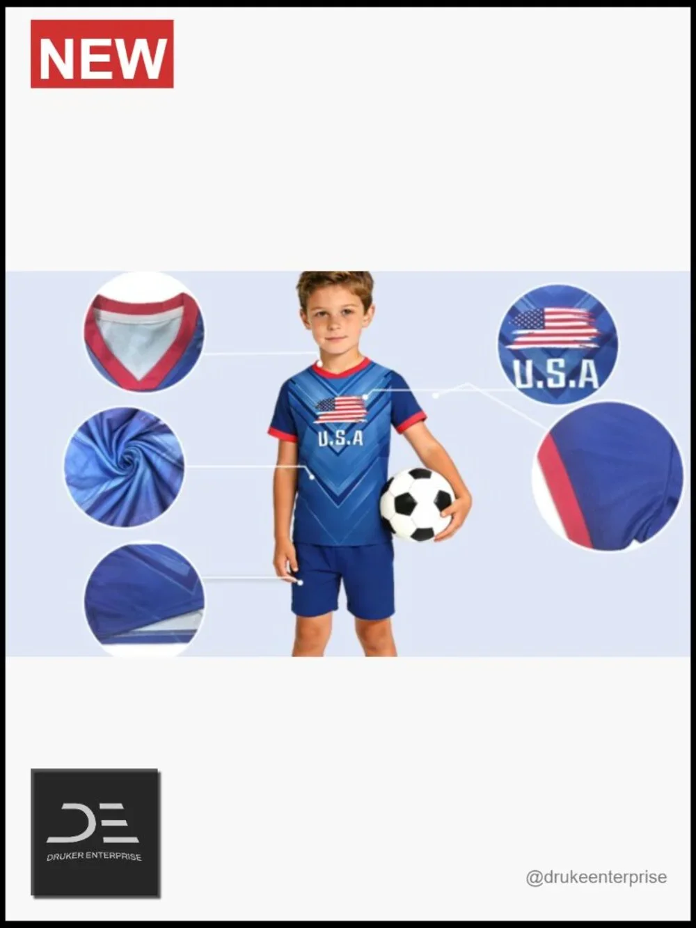 Kids Soccer Jersey & Shorts Set, 100% Polyester, Breathable, Quick-Dry, Youth